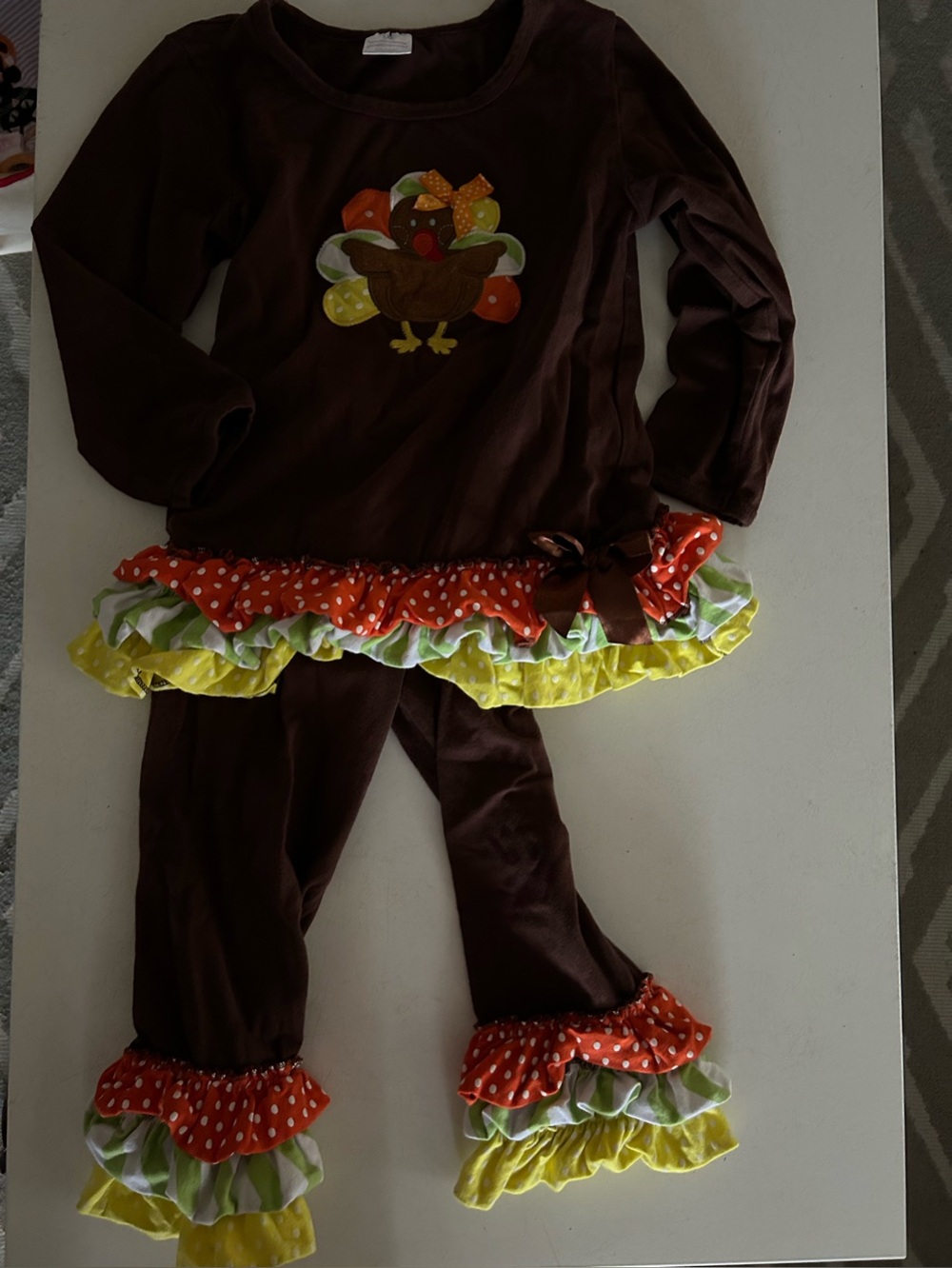 Boutique Girls Turkey Thanksgiving Ruffle Tunic & Leggings Set